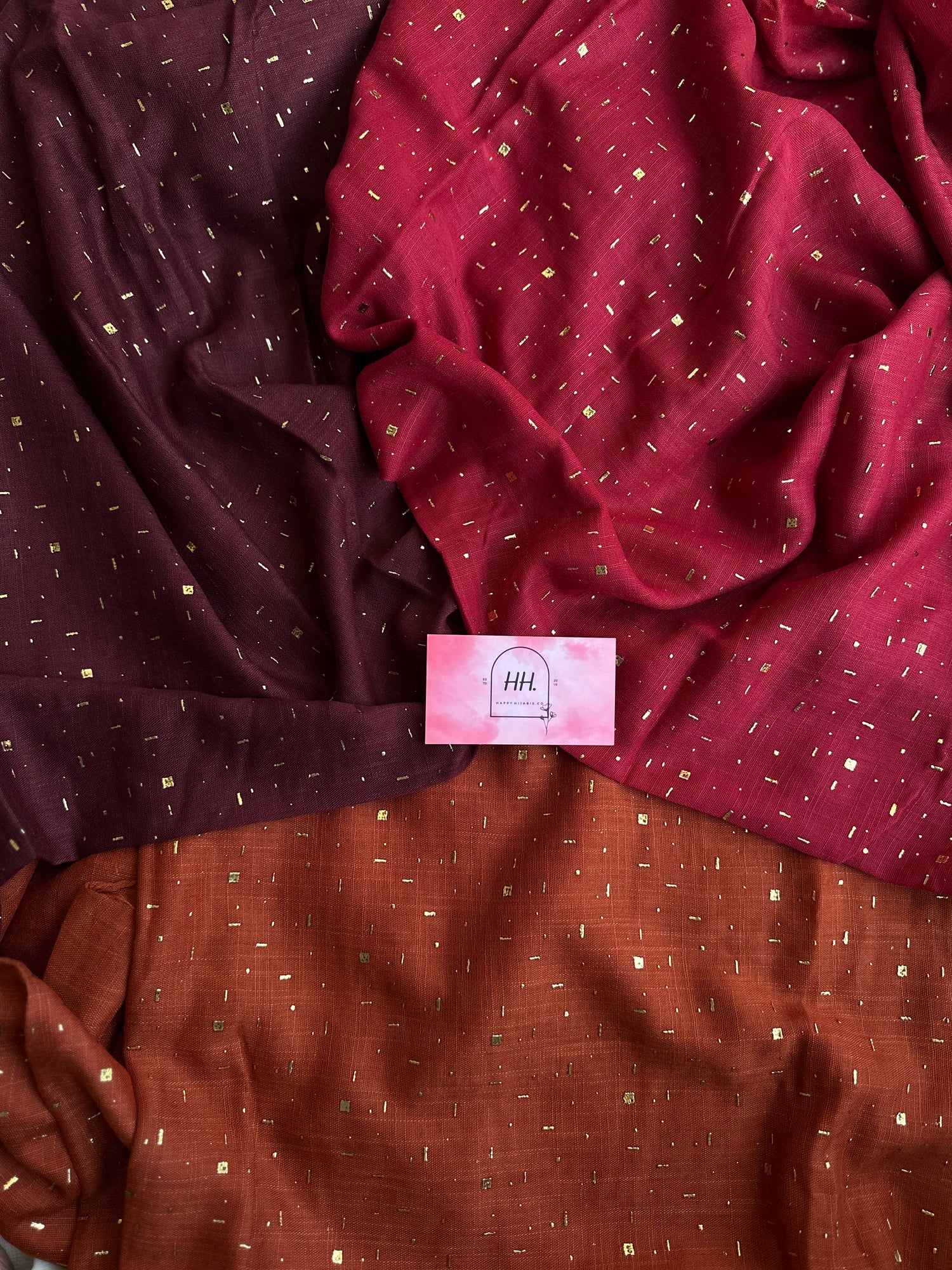 Patterned Dew Drops- Gold Foil Hijabs-Festive Wear