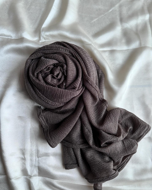 Moonlight Crumpled Jersey Hijabs- Espresso Brown