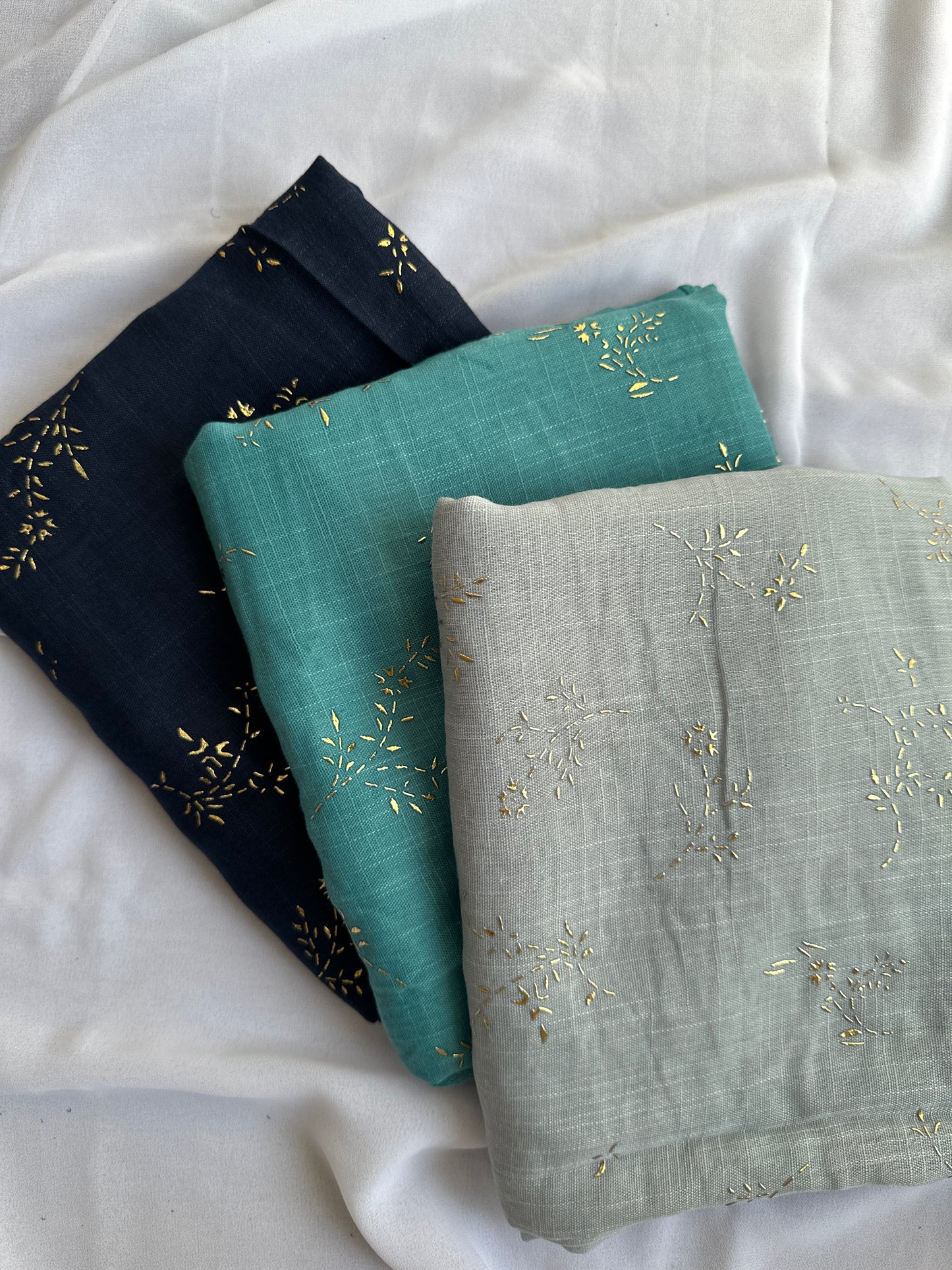 Gold Foil Patterns- Turkish Lawn- Oxford Blue