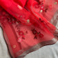 Embroidered Organza- Luxury Hijabs- Red