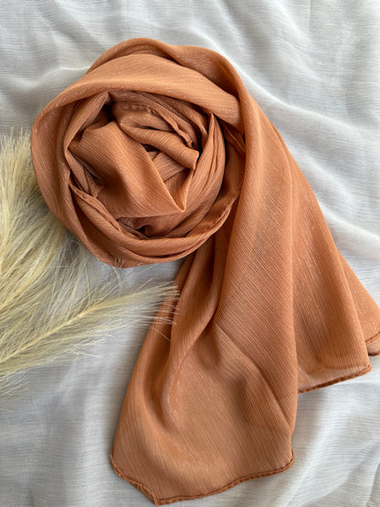 Metallic Sheen Chiffon- Penny Brown