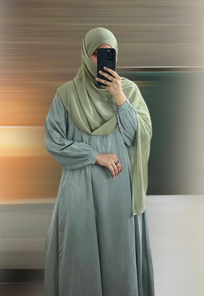 Dusky Green - Self Print Sheen Nida Abaya