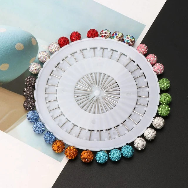 Fancy Stone Studded Pearl Pins Wheel- Multicolored