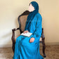 Teal Tales- Self Print Sheen Nida Abaya- Front Open