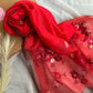 Embroidered Organza- Luxury Hijabs- Red