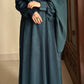 Bottle Green- Self Print Sheen Nida Abaya