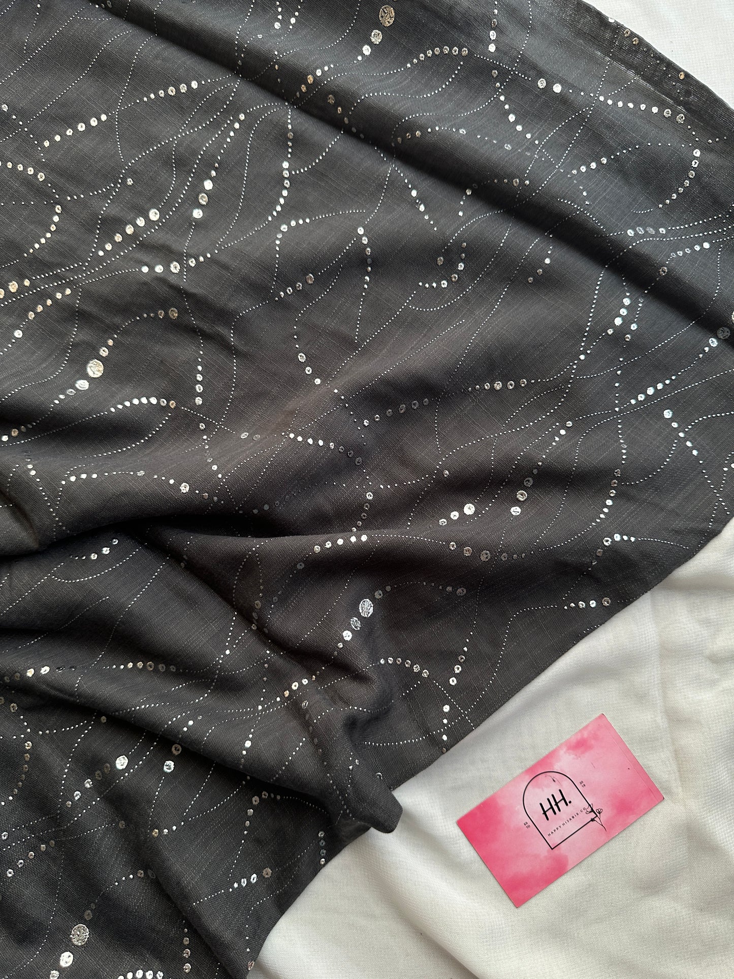 Abstract Silver Foil Hijabs- Dark grey