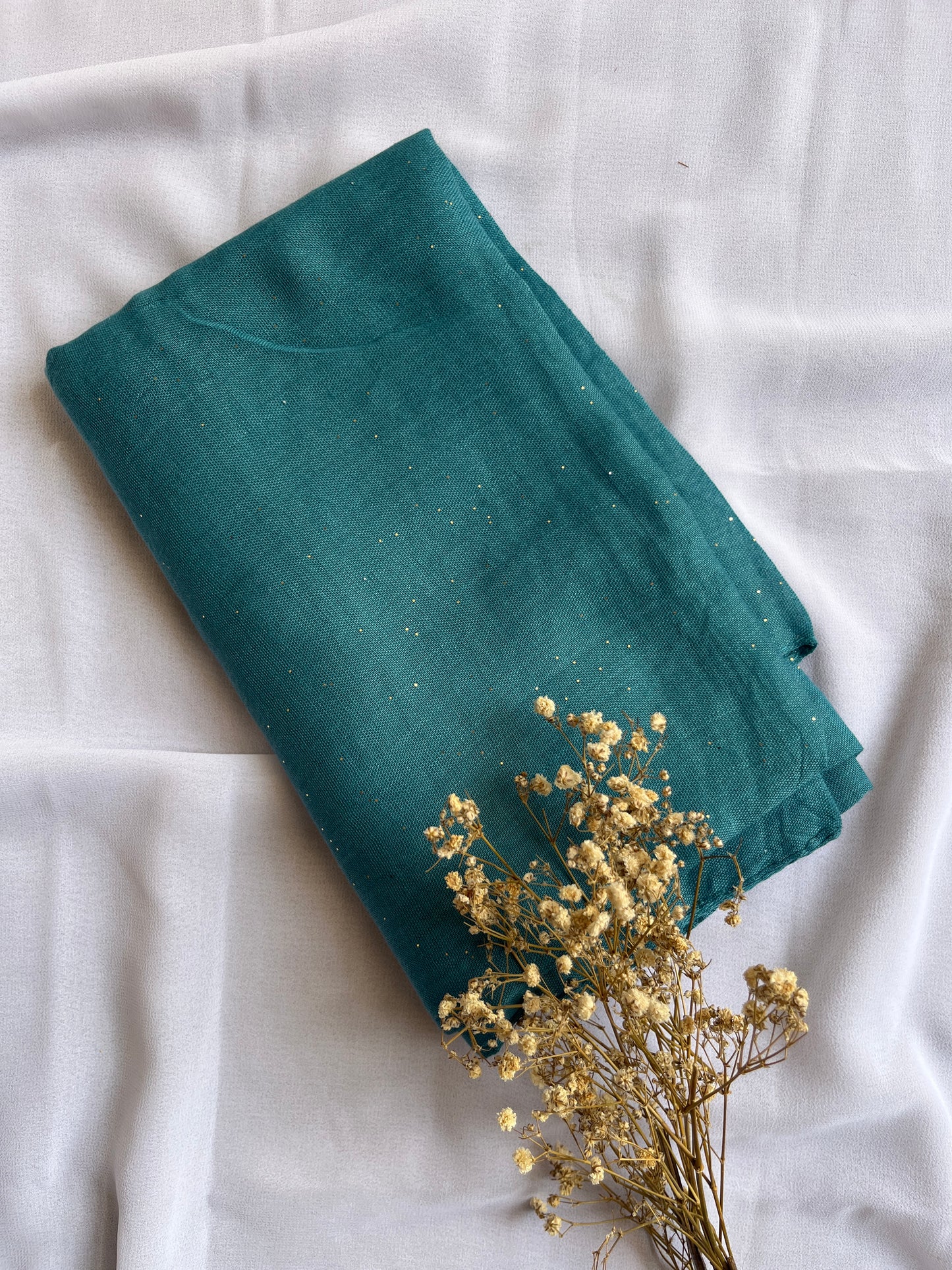 Glitter Studded Lawn Hijab- Teal/ Zinc