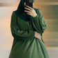 Ayma - Brochia Linen Abaya Dress- Hunter Green