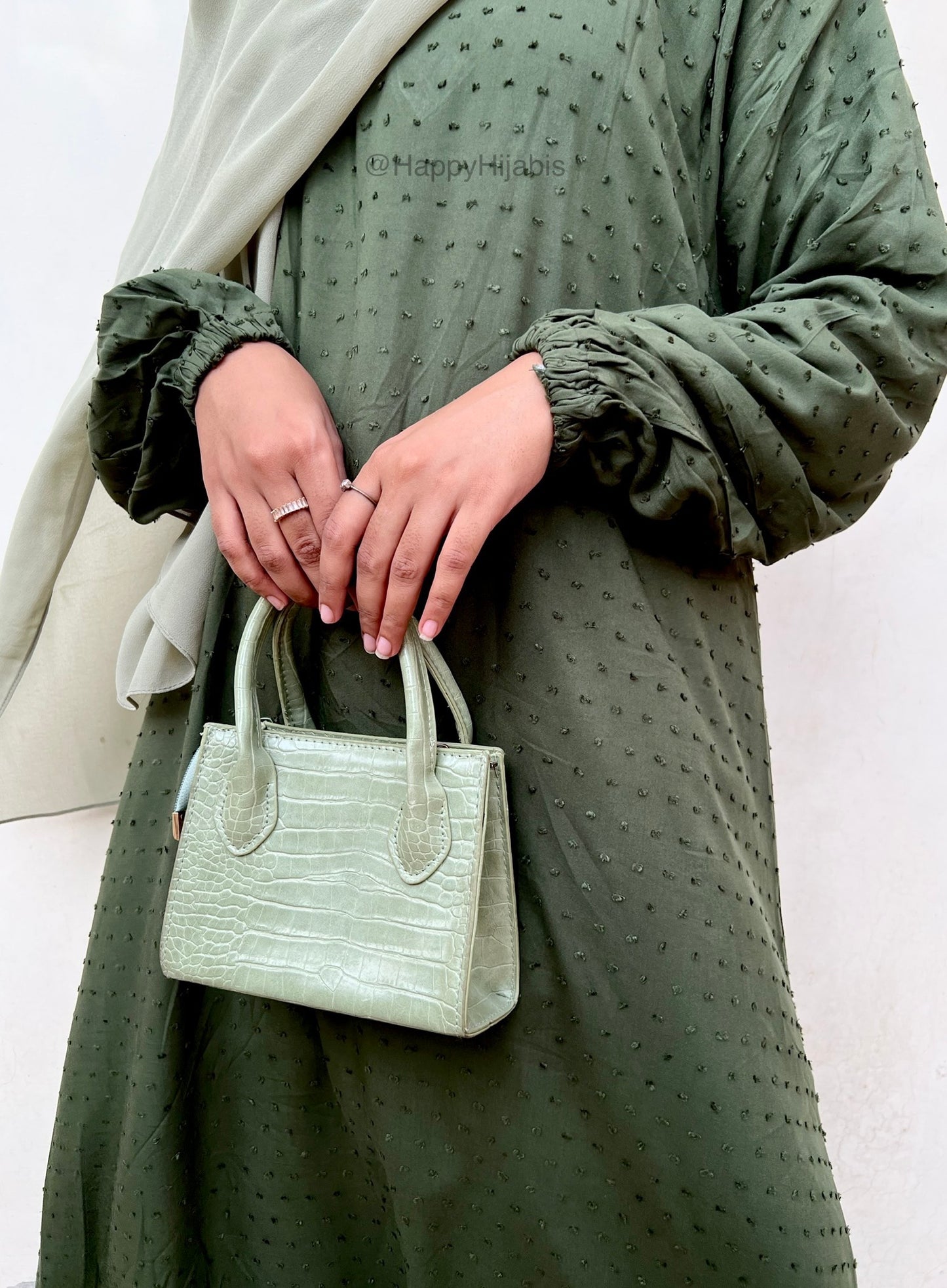 Ayma - Brochia Linen Abaya Dress- Hunter Green