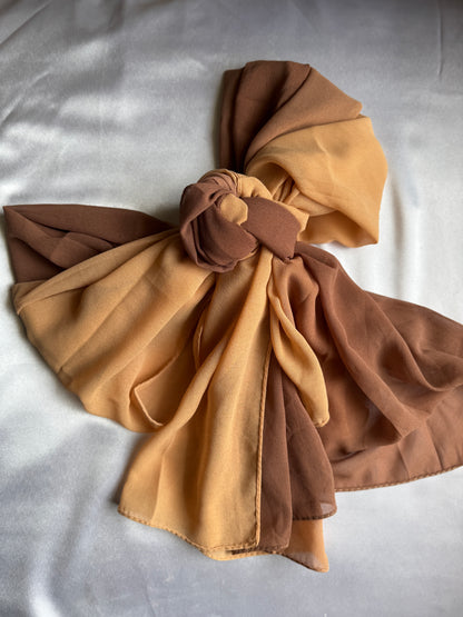 Ombre Georgette Hijab (Almond-Toffee)