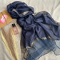 Golden Beaded Organza- Navy Blue- Luxury Hijabs