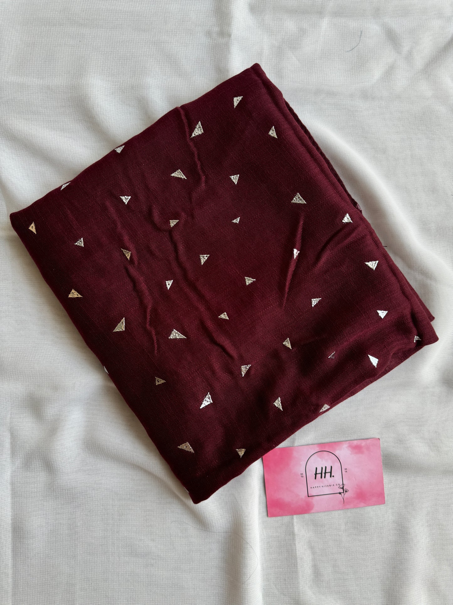 Pyramids Silver Foil Hijabs- Mulberry