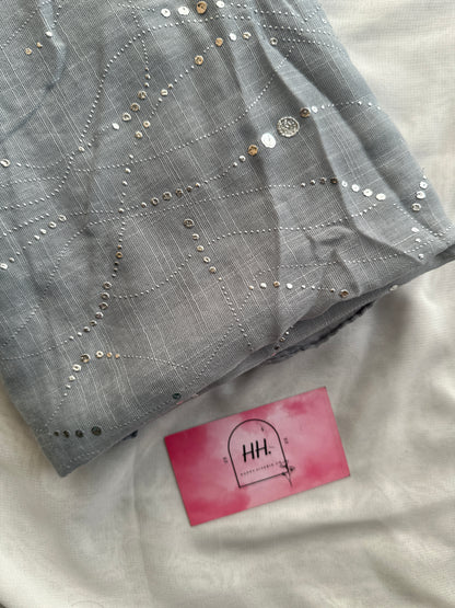 Abstract Silver Foil Hijabs- Silverish grey