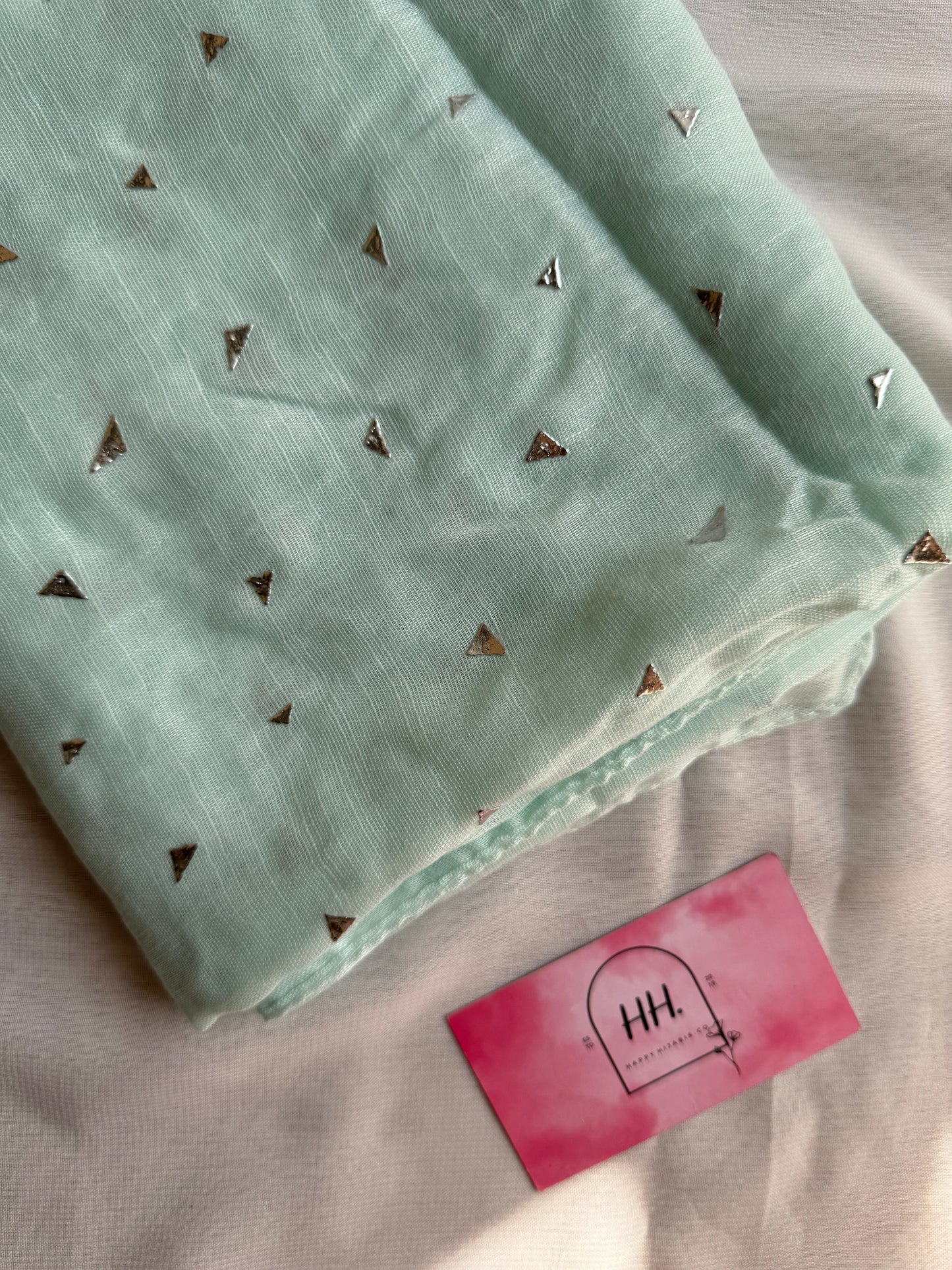 Pyramids Silver Foil Hijabs- Light Mint