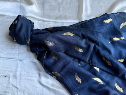 Golden Fantasy Feathers- Navy Blue