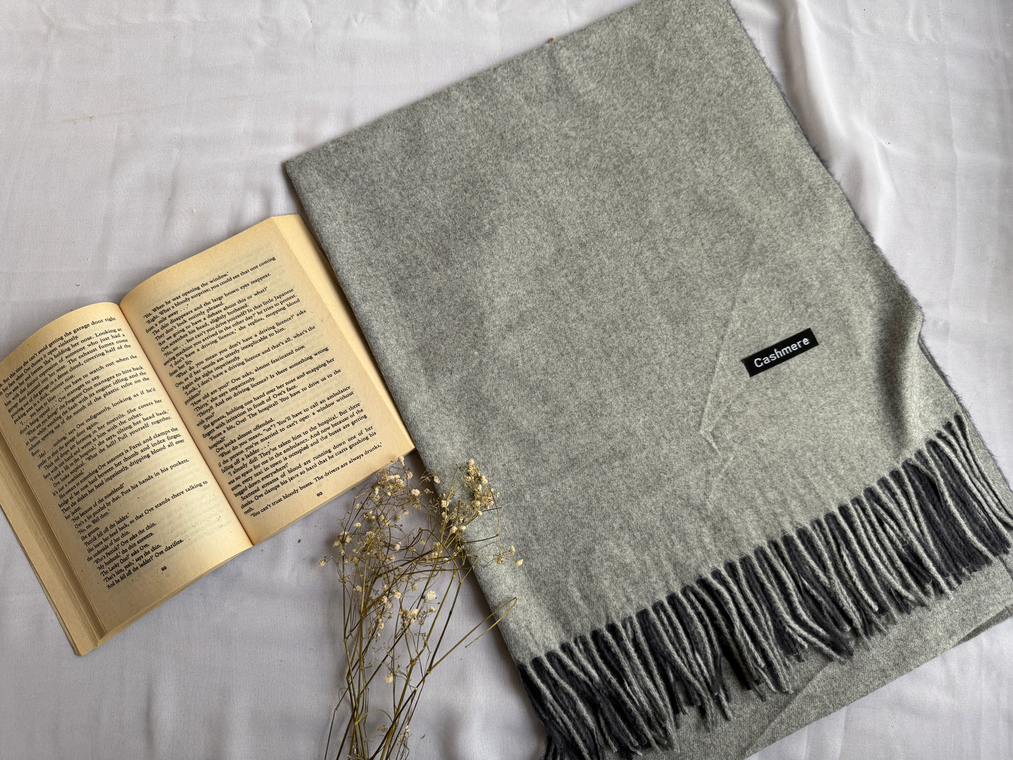 Reversible Woollen Pashmina- Charcoal+Silver