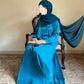 Teal Tales- Self Print Sheen Nida Abaya