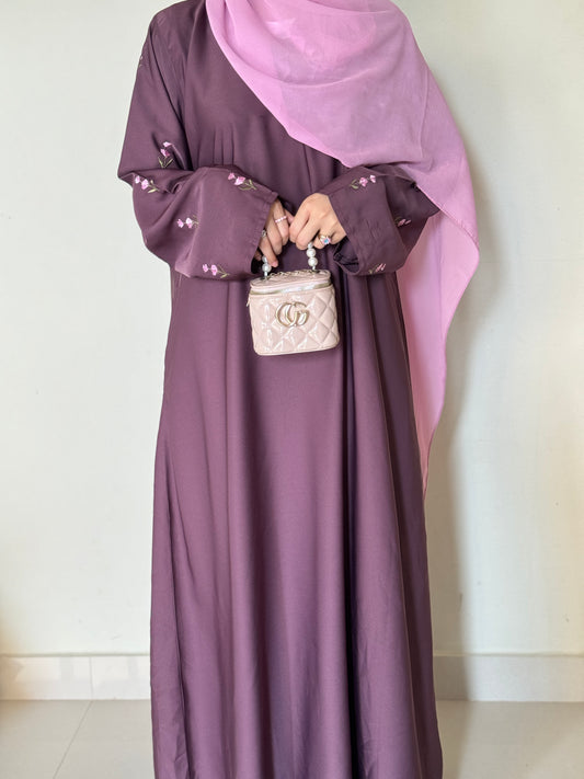 Pink Peony- Embroidered Abaya