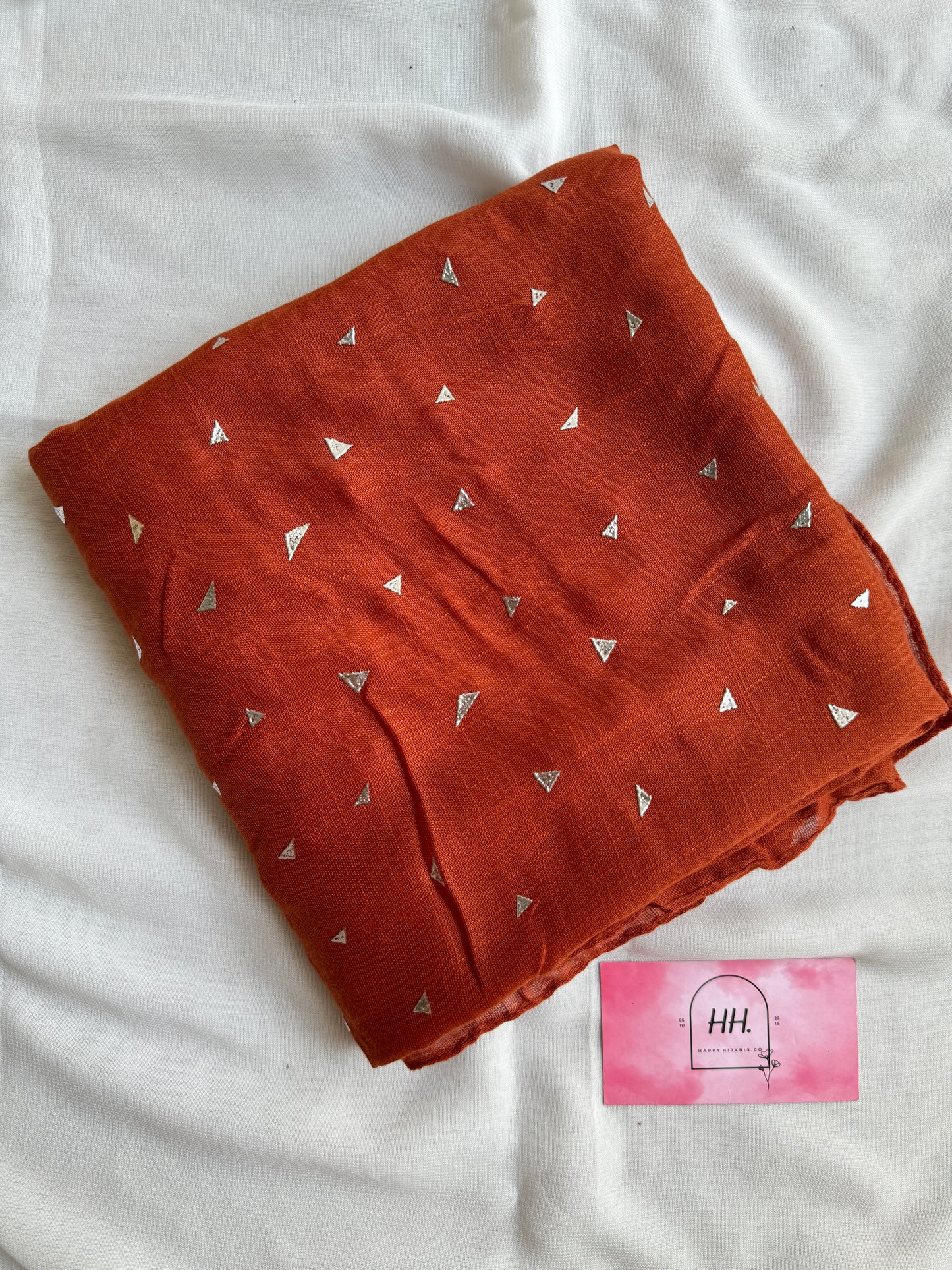 Pyramids Silver Foil Hijabs- Rust