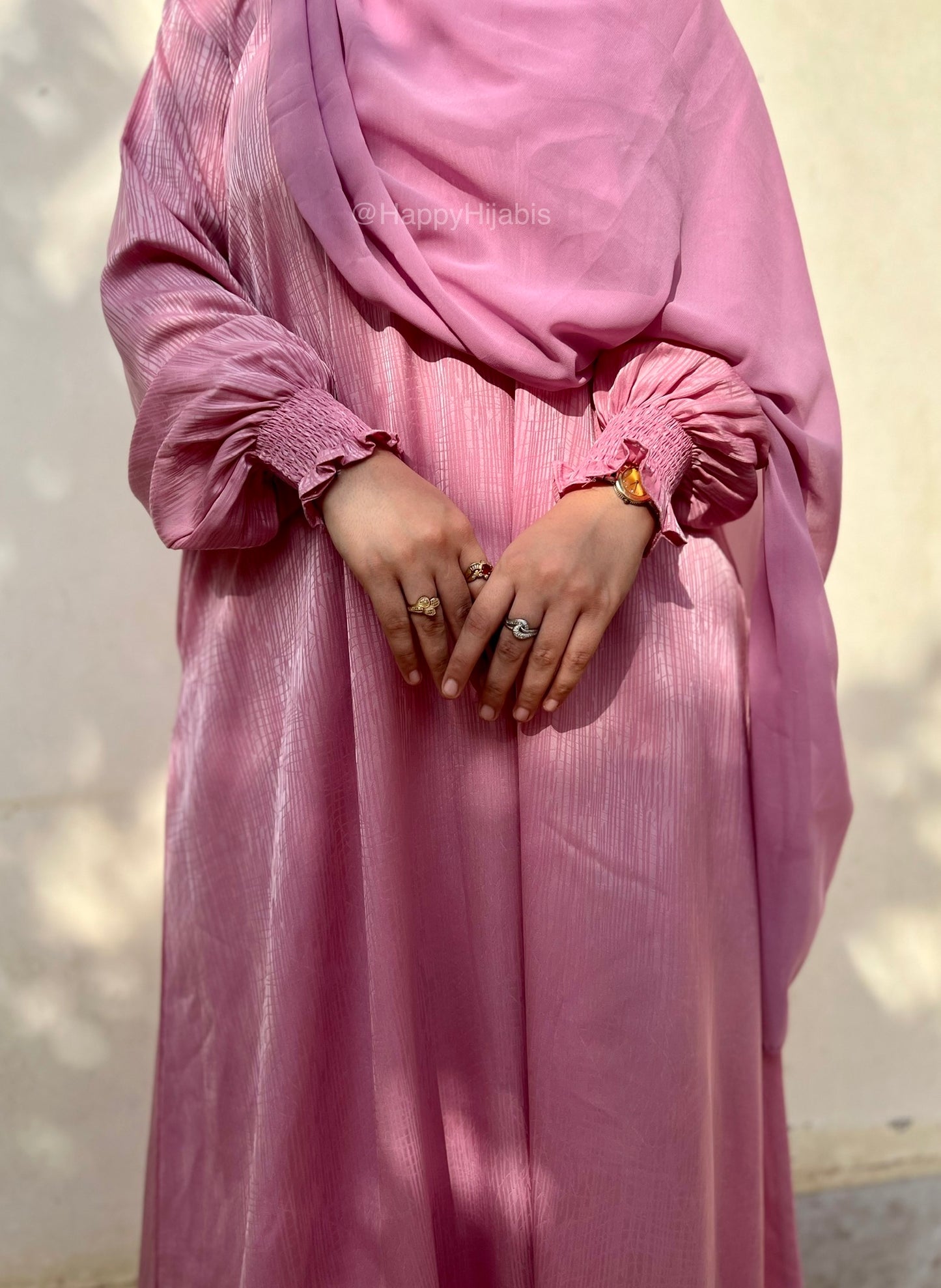 Blush Pink- Self Print Sheen Nida Abaya