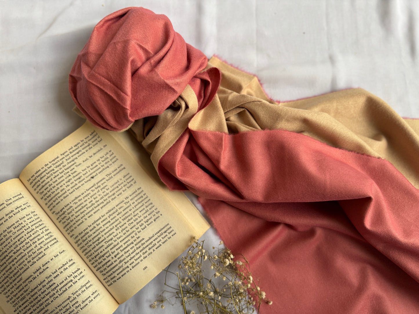 Reversible Woollen Pashmina- Peachy Pink+Nude