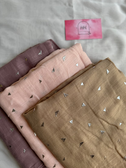 Pyramids Silver Foil Hijabs- Light Pink