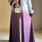 Luxury Ombre Abaya-Brinjal-White