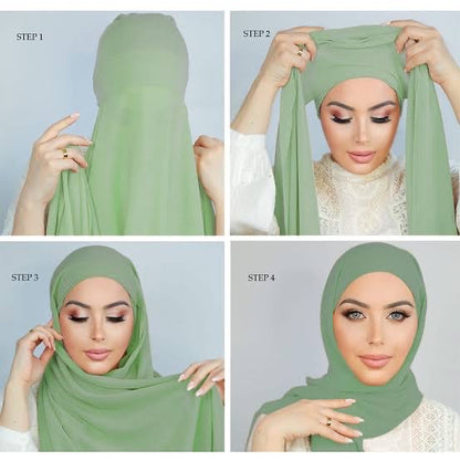 Instant Chiffon Hijab- Fern Green