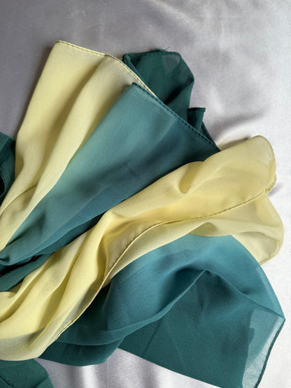 Ombre Georgette Hijab (Lime Cream- Teal)