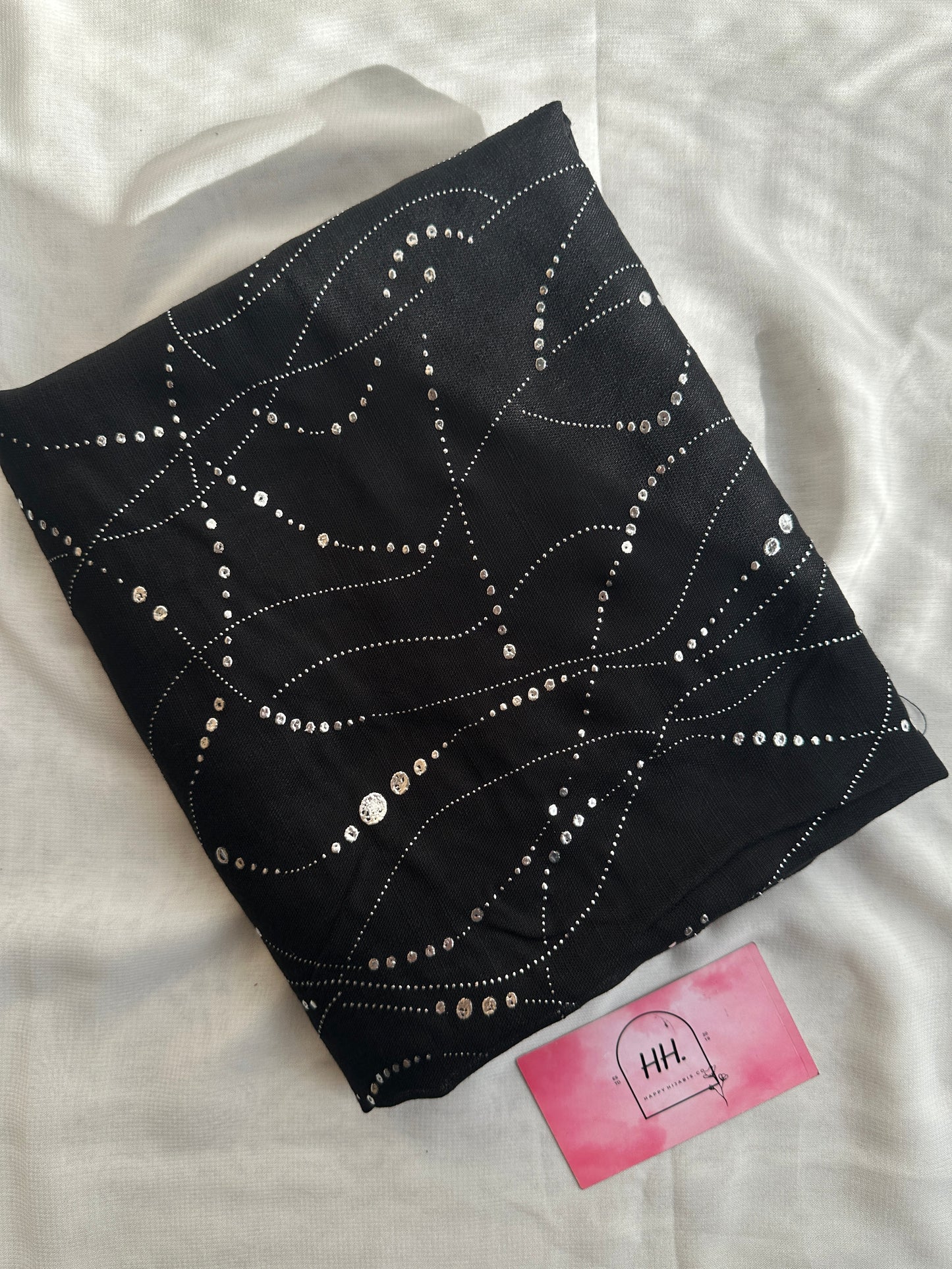 Abstract Silver Foil Hijabs- Black