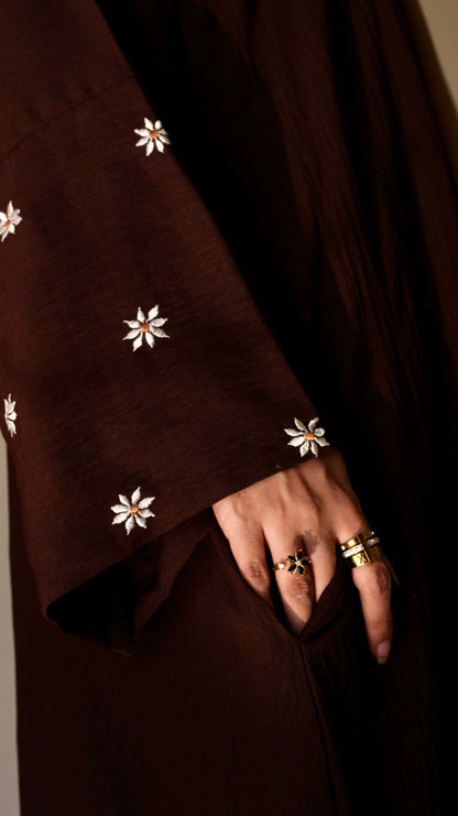 Brown Daisies Abaya