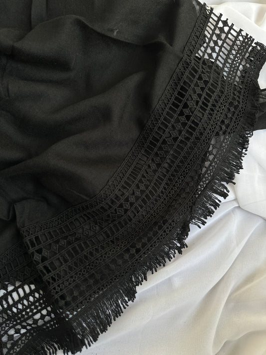 Monochrome- Laced Glory - Luxury Hijab