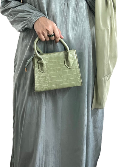 Dusky Green - Self Print Sheen Nida Abaya