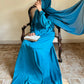 Teal Tales- Self Print Sheen Nida Abaya