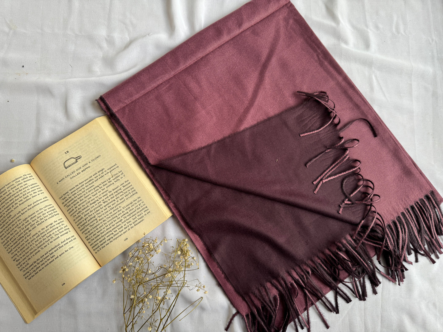 Reversible Woollen Pashmina- Grape purple+Eggplant