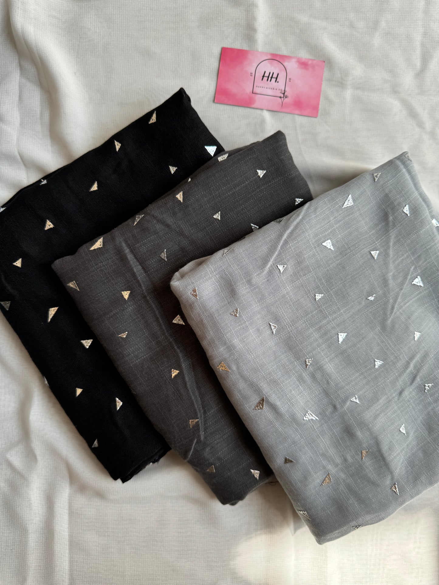 Pyramids Silver Foil Hijabs- Silverish Grey