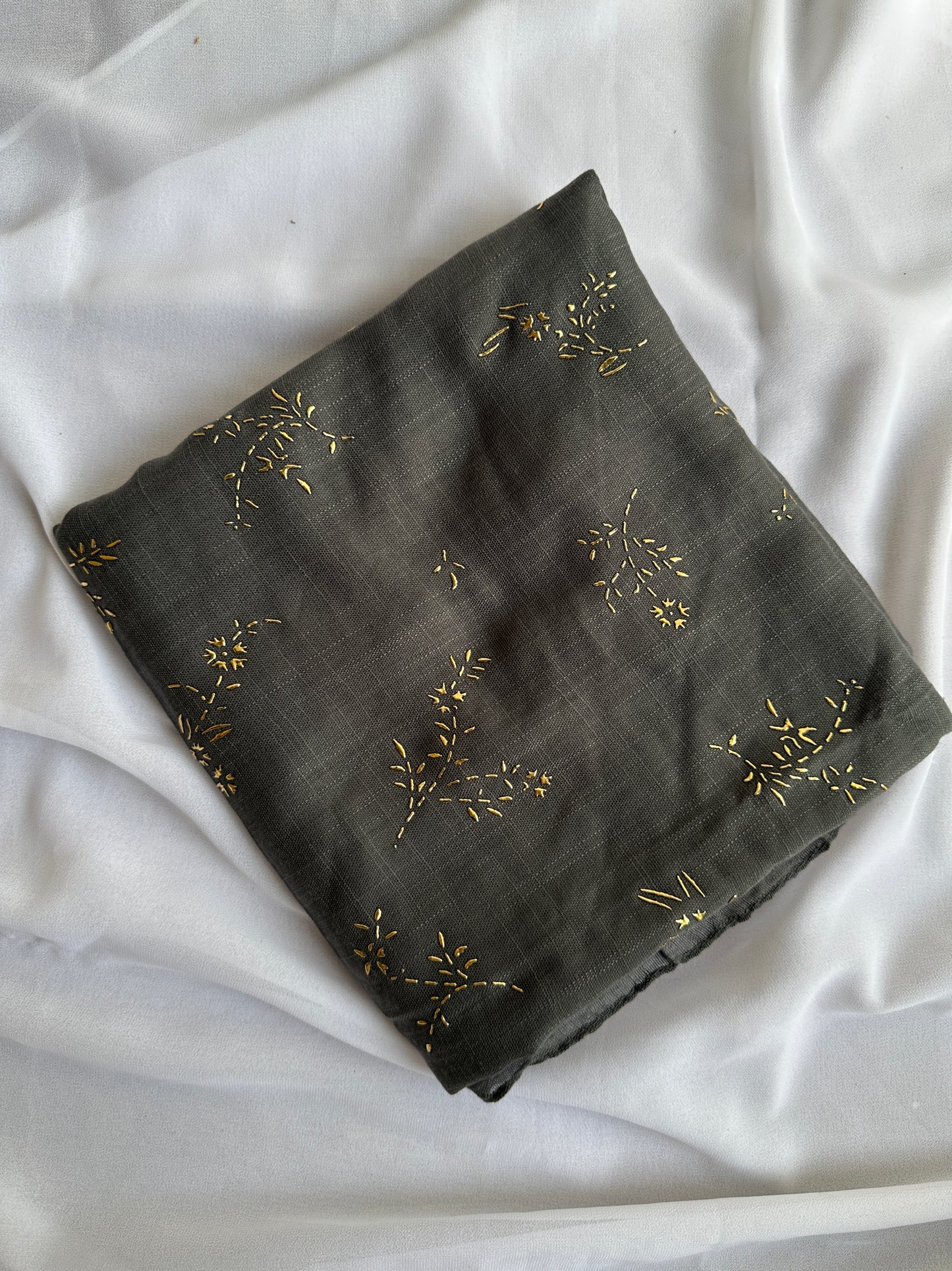 Gold Foil Patterns- Turkish Lawn- Dark Grey