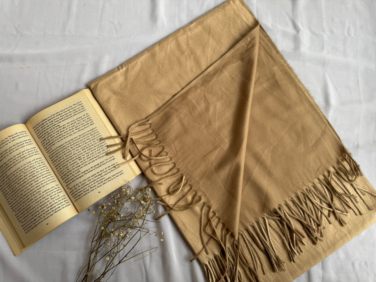 Reversible Woollen Pashmina- Tan Brown+Nude