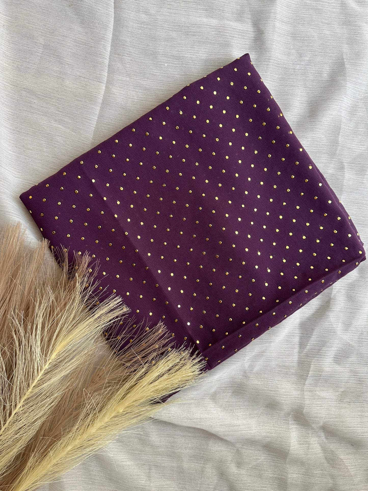 Gold Dewdrops- Georgette Chiffon- Violet