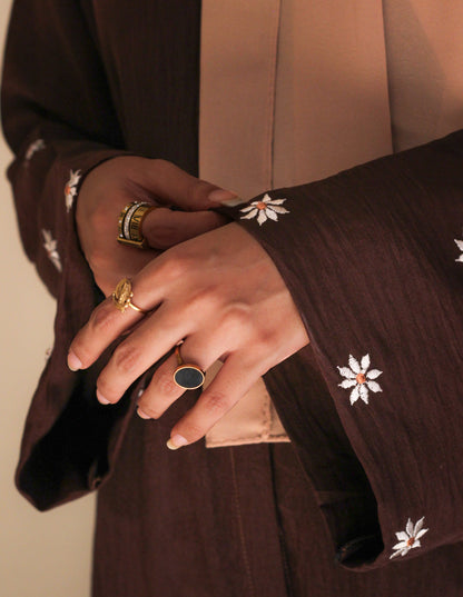 Brown Daisies Abaya