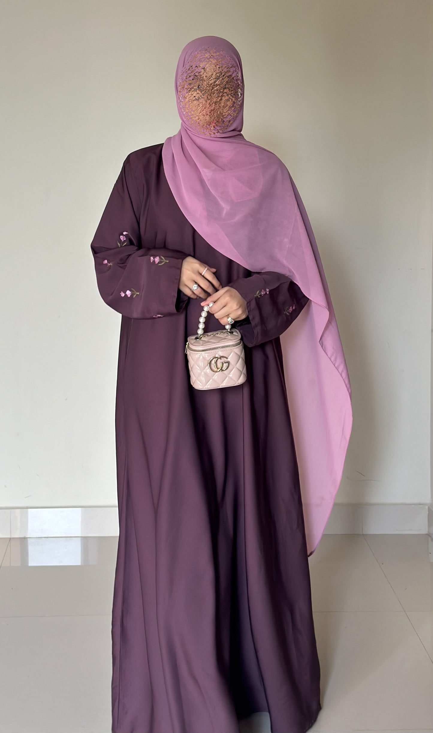 Pink Peony- Embroidered Abaya