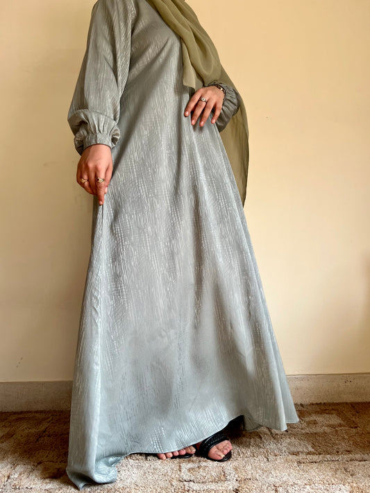 Dusky Green - Self Print Sheen Nida Abaya