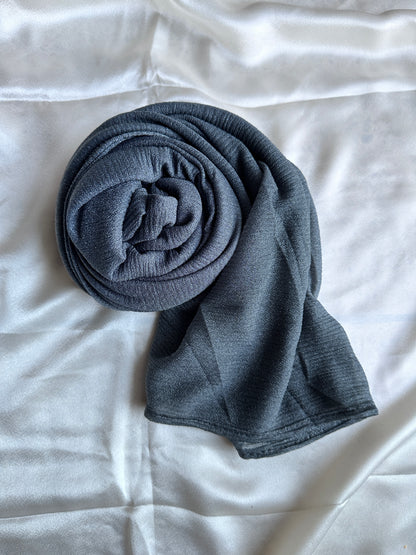 Moonlight Crumpled Jersey Hijabs- Dark Grey