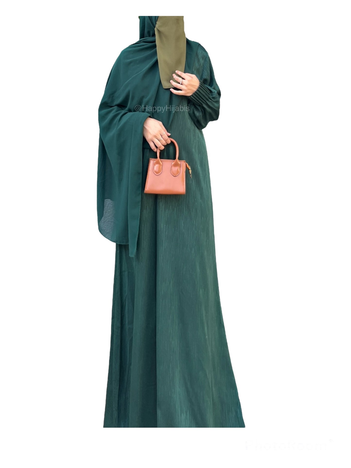 Bottle Green- Self Print Sheen Nida Abaya