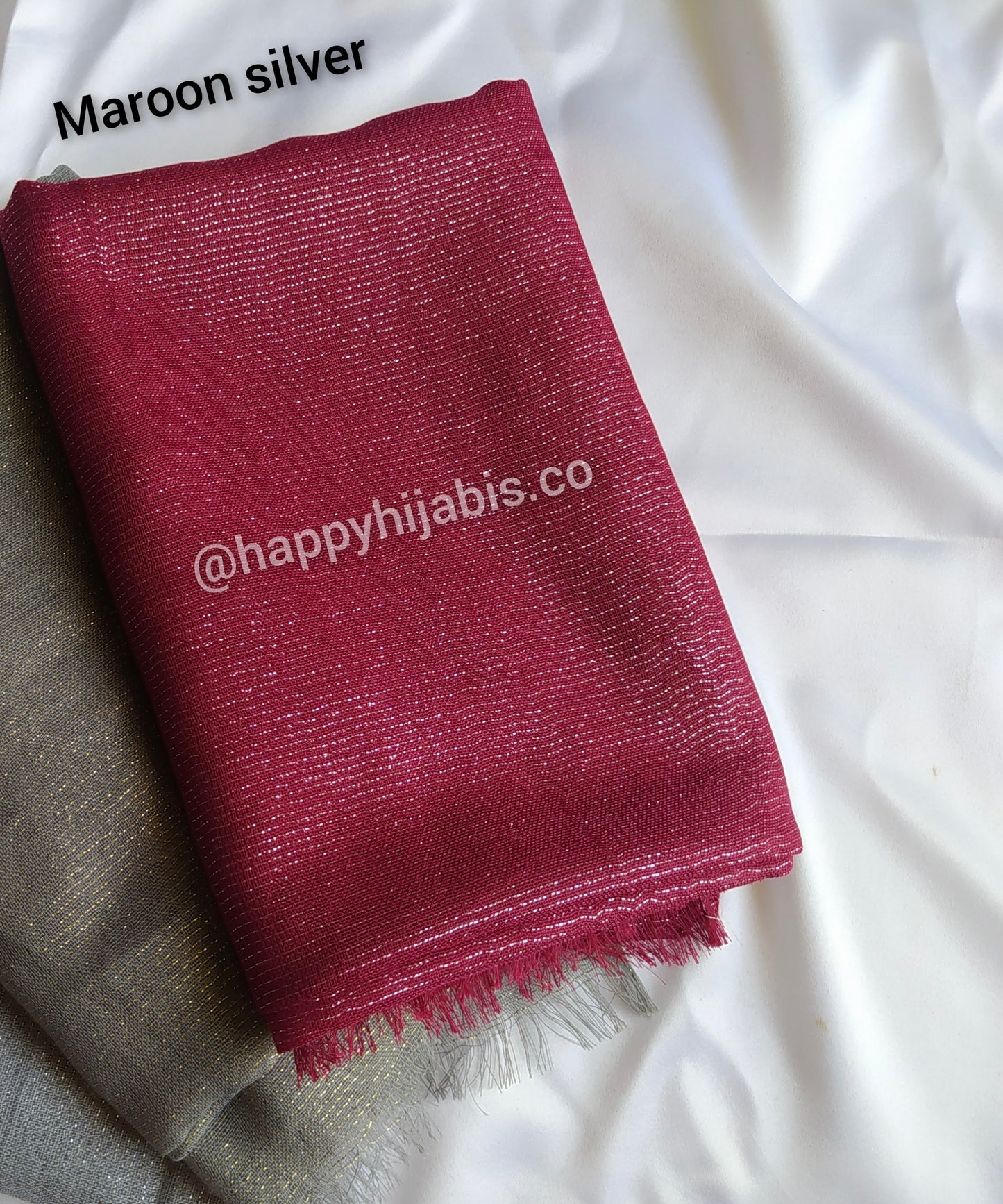 Moonlight Hijab- Maroon Silver