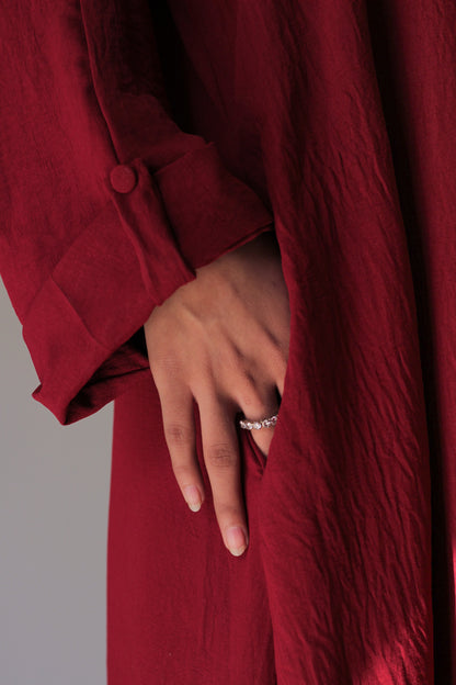 Turkish Staple Coat Abaya- Maroon