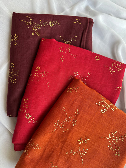 Gold Foil Patterns- Turkish Lawn- Maroon