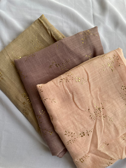 Gold Foil Patterns- Turkish Lawn- Powder Pink