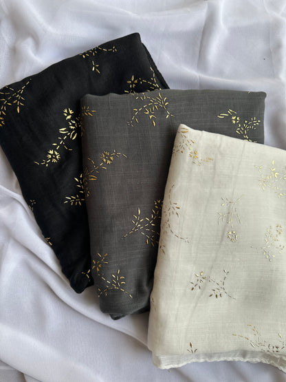 Gold Foil Patterns- Turkish Lawn- Black